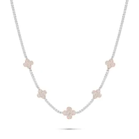 10K Two-Tone Gold Diamond Clover on Tennis Chain