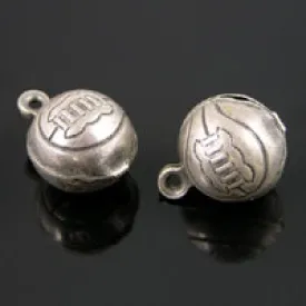 11mm Puff Basketball, Antiqued Silver, pack of 6