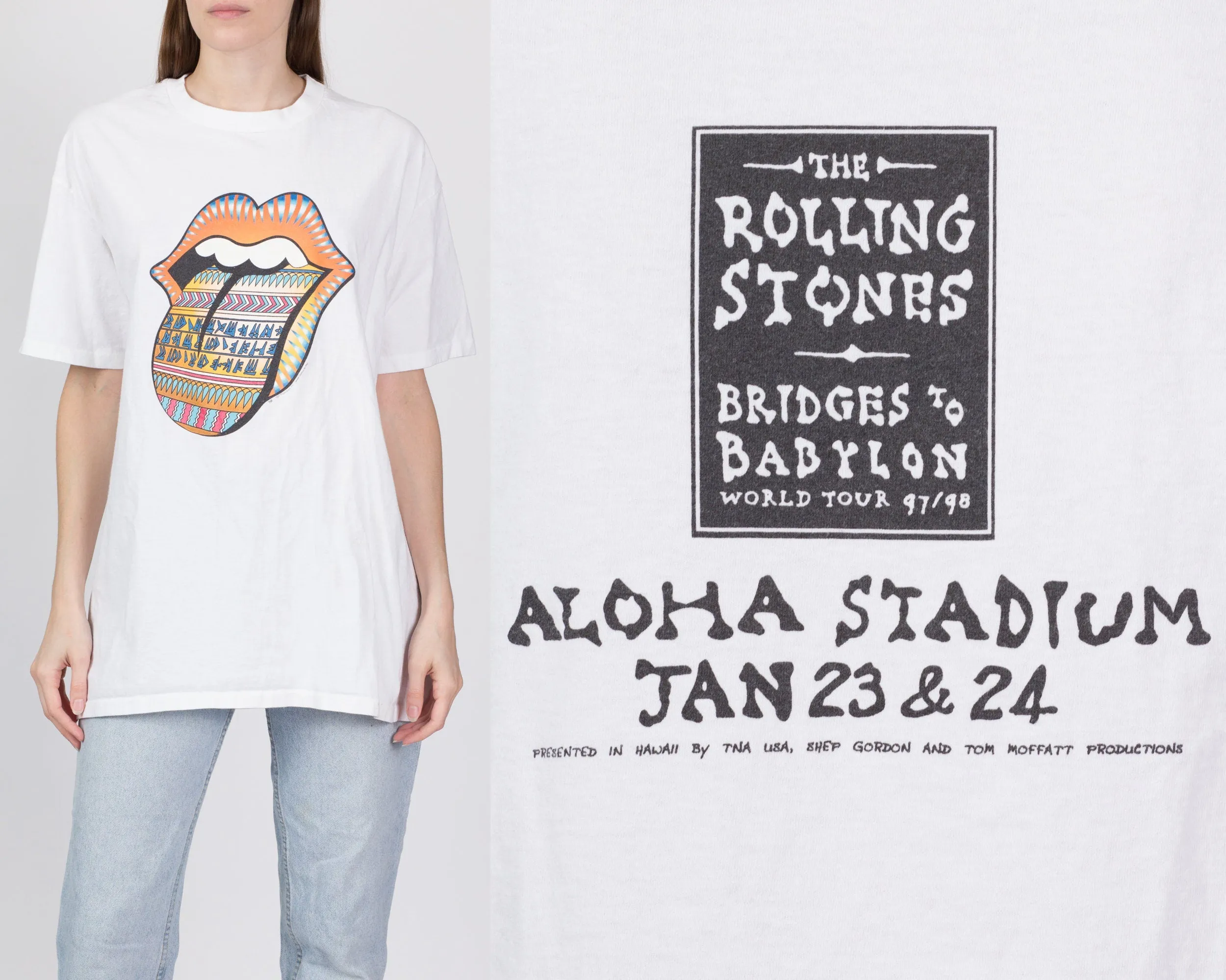 1997 Rolling Stones Bridges To Babylon Tour T Shirt - Men's Large, Women's XL