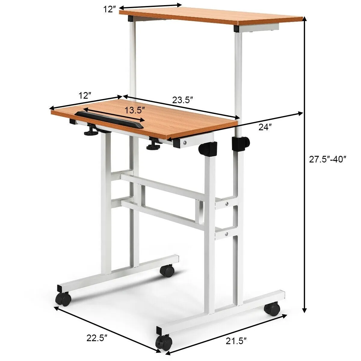 2 in 1 Height Adjustable Standing Computer Writing Desk