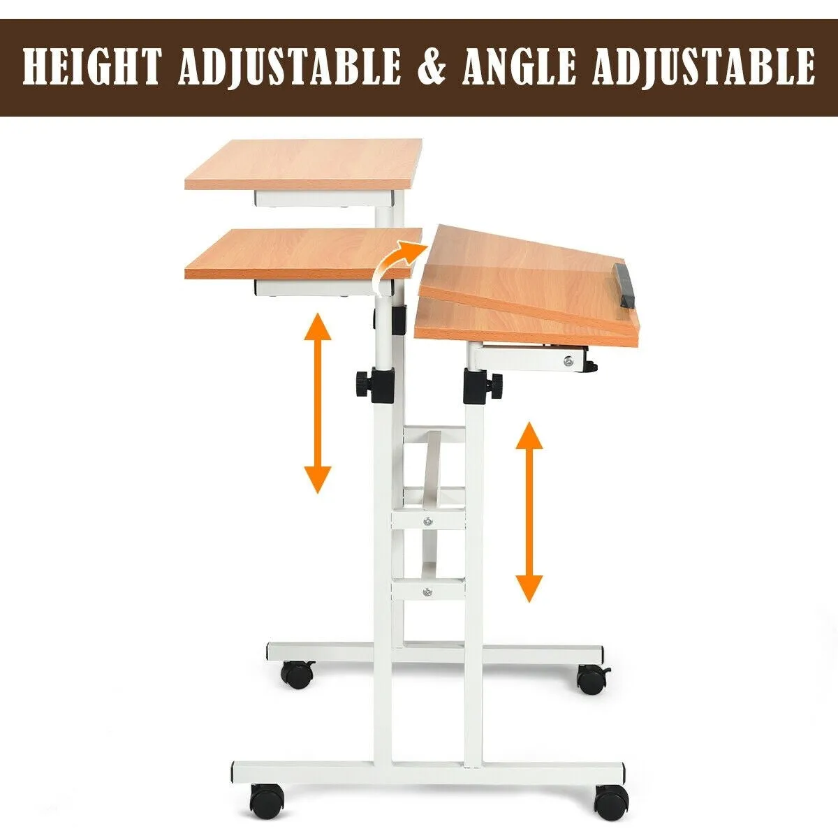 2 in 1 Height Adjustable Standing Computer Writing Desk