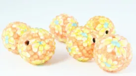 22mm Peach Color Floral Resin Wooden Round Beads, Wooden beads, Wholesale Bead, Basketball Wives Bead,Rhinestone Beads,Resin beads