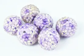 22mm Purple Flower Textured Resin Wooden Round Beads, Wooden beads, Wholesale Bead, Basketball Wives Bead,Rhinestone Beads,Resin beads