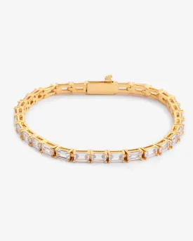 3mm Rectangular Tennis Bracelet - Gold