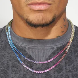 4mm Multi-Colored Tennis Chain - White Gold