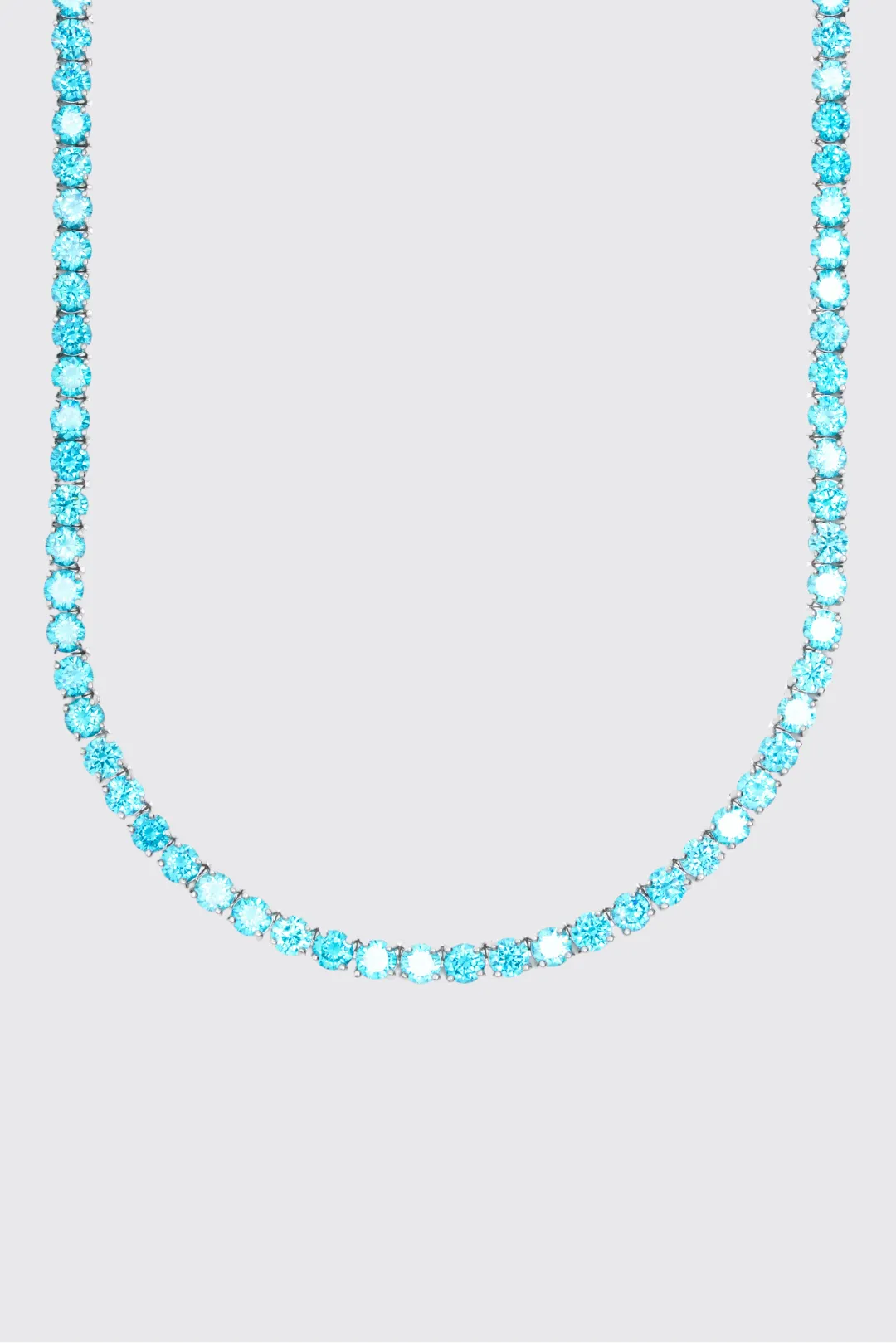 5mm Blue Diamond Tennis Chain - White Gold