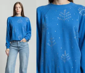 80s Blue Snowfall Sweatshirt - Men's Medium, Women's Large