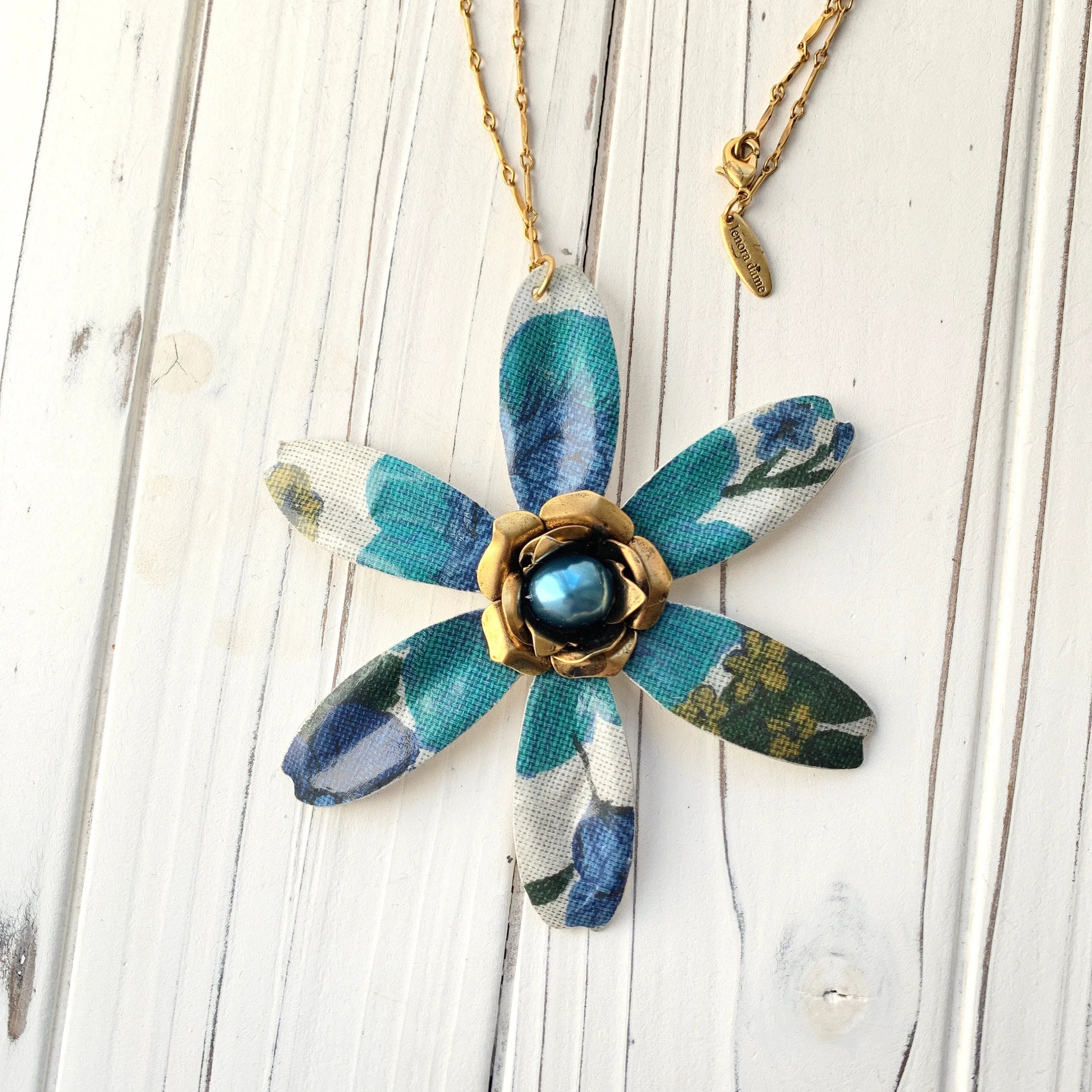 Aegean Sea Flower Pendant Necklace