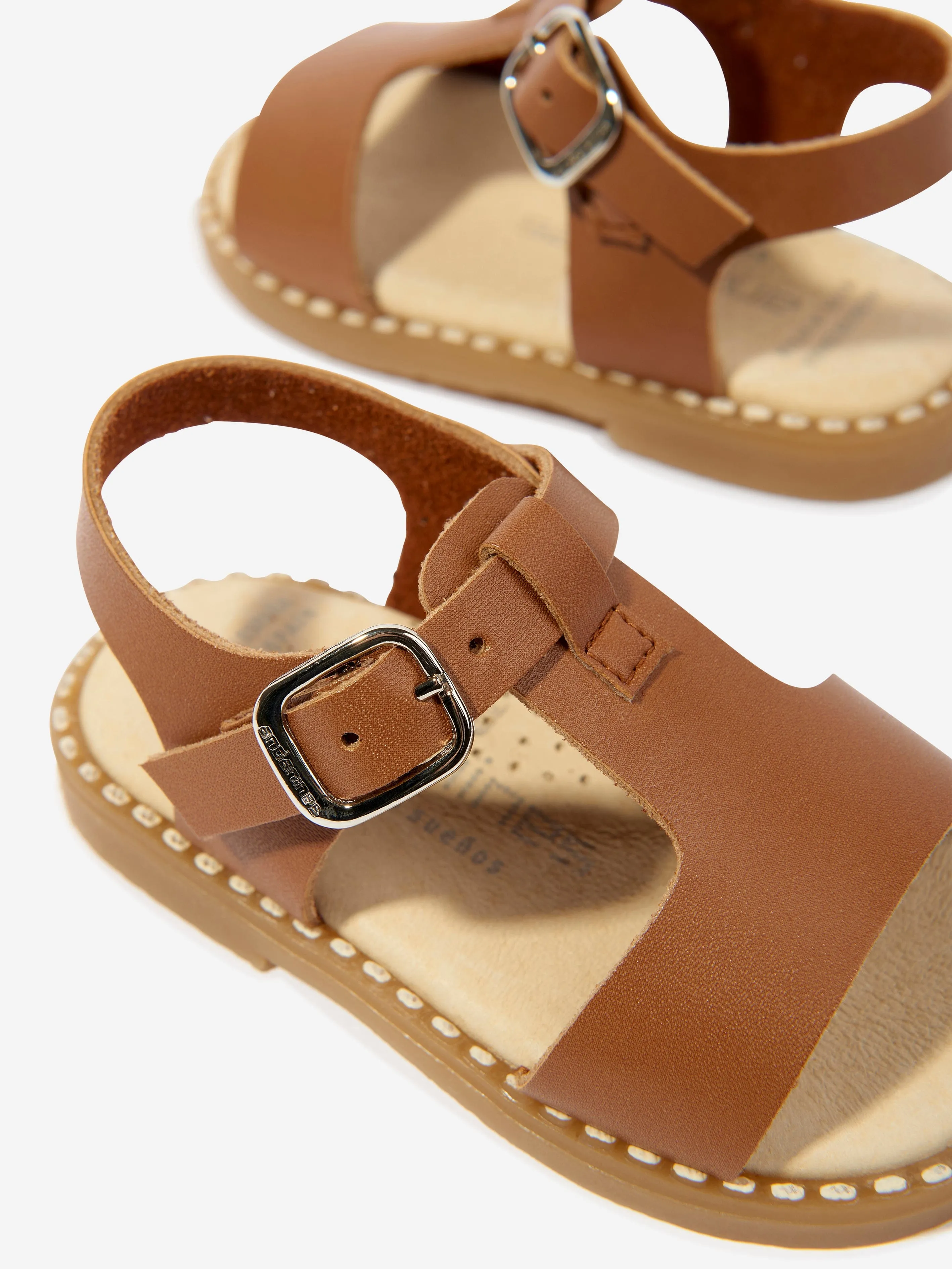 Andanines Kids Leather Sandals in Beige