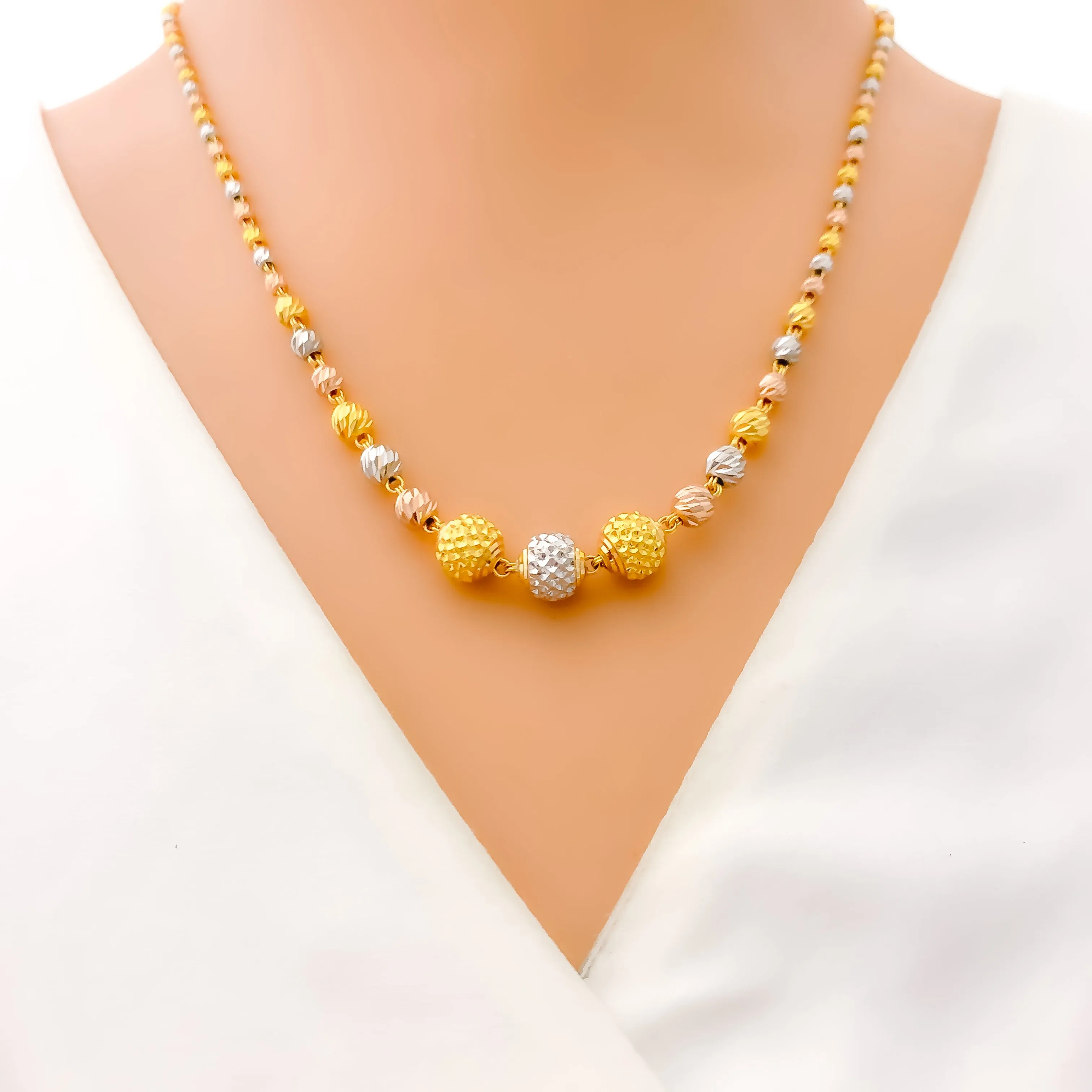 Artistic Beaded 22k Gold Necklace