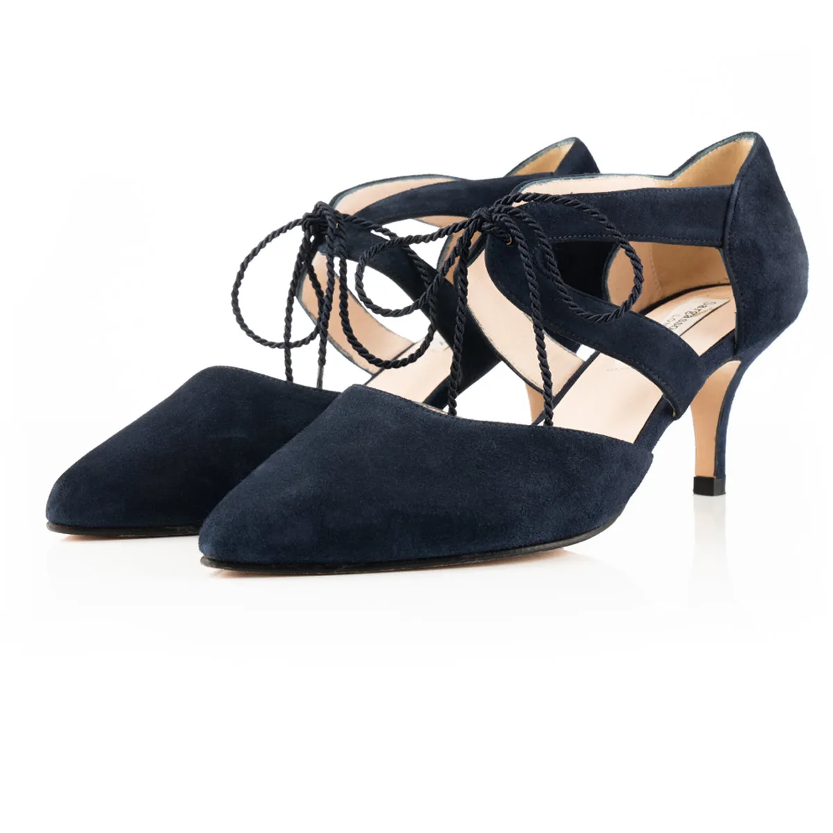 Ava Extra-Wide Fit Heels - Navy Suede