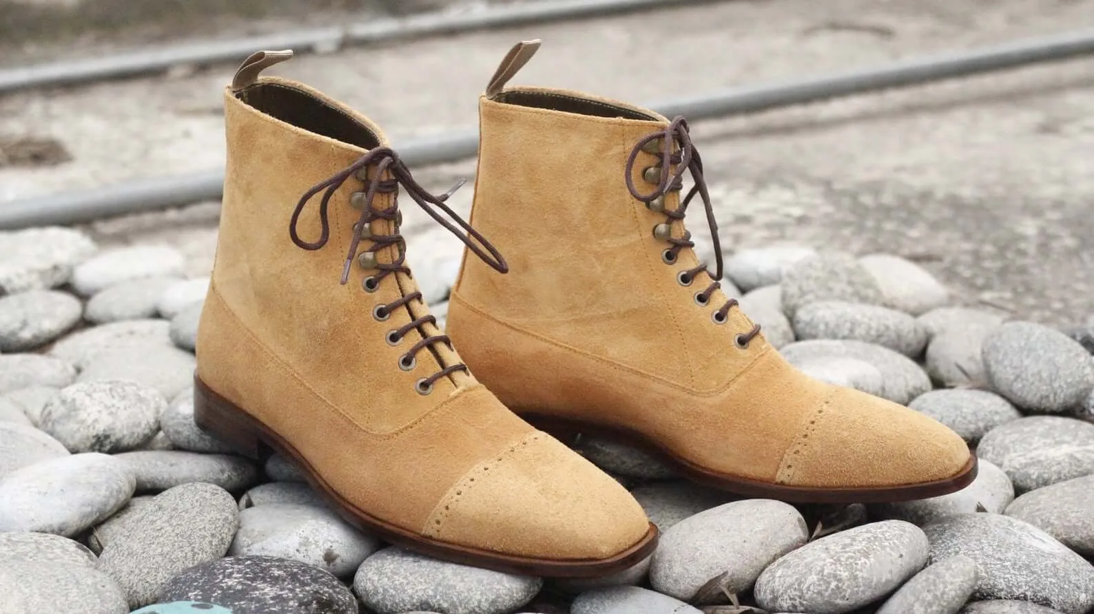 Awesome New Handmade Men's Beige Suede Cap Toe Designer Boots, Men Fashion Ankle Boots