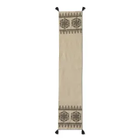 Black and Cream Embroidered Mandala Table Run 177151C