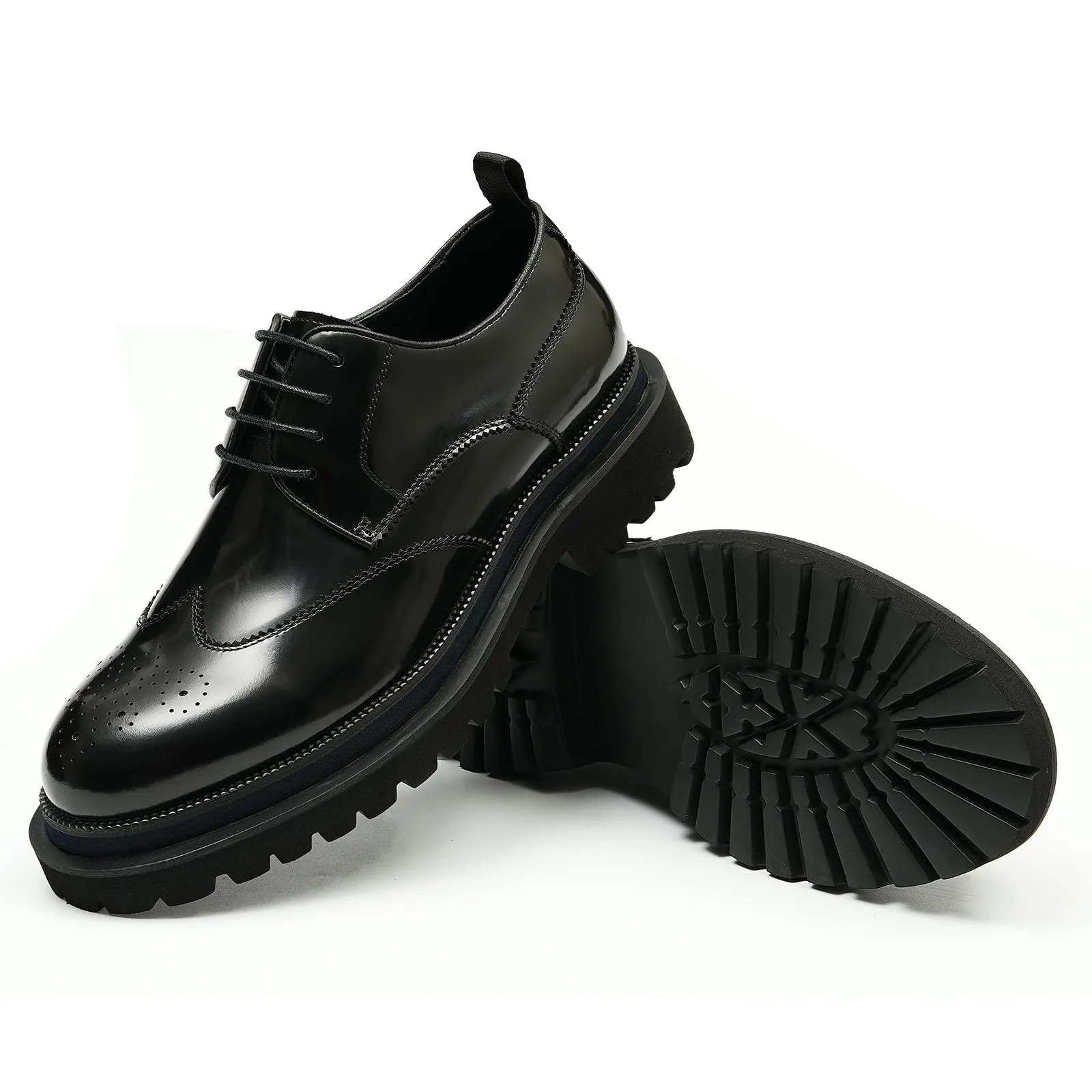 Black brogue derby shoes