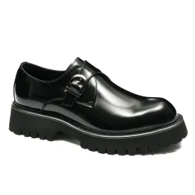 Black buckle monk strap shoes