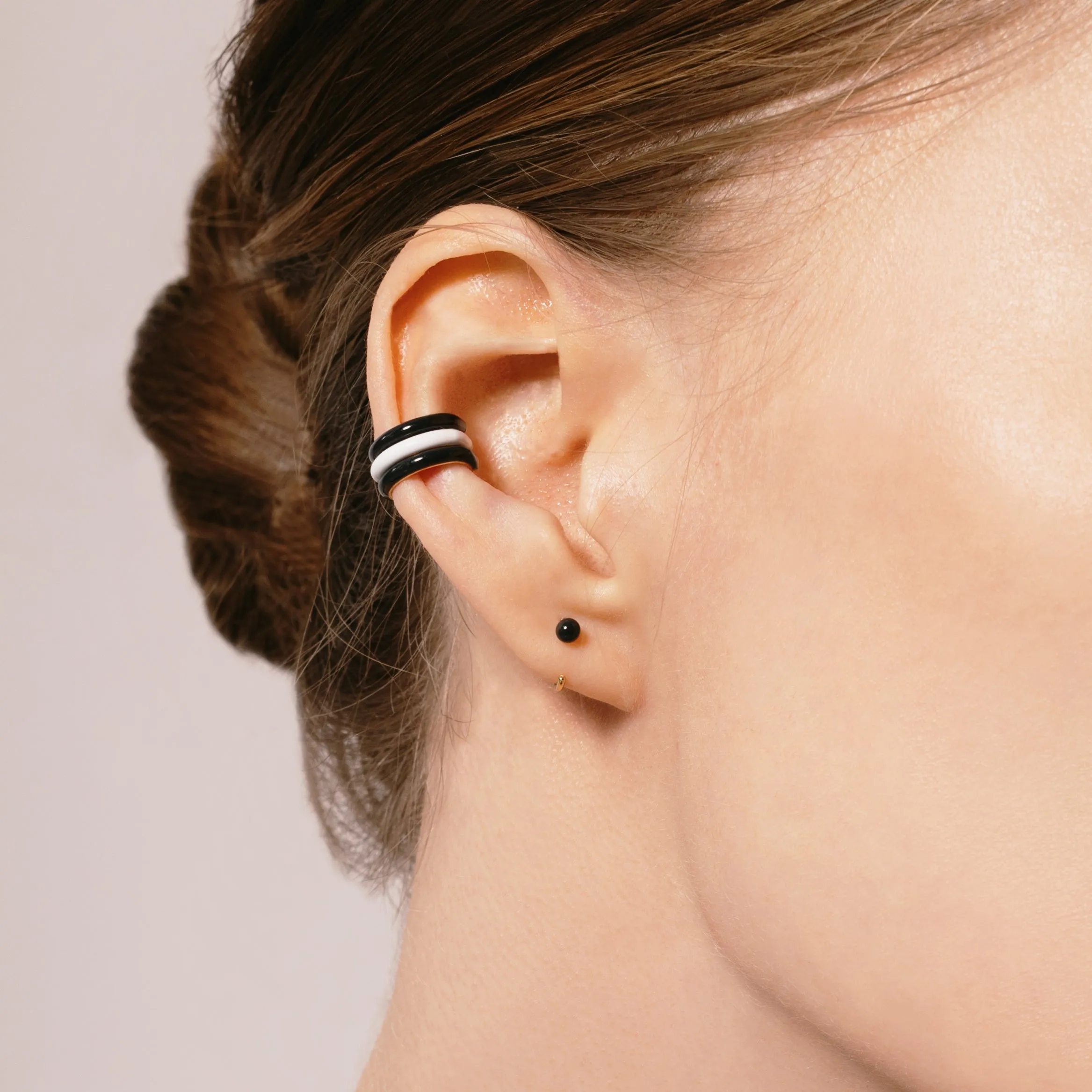 Bold Black Enamel Ear Cuff