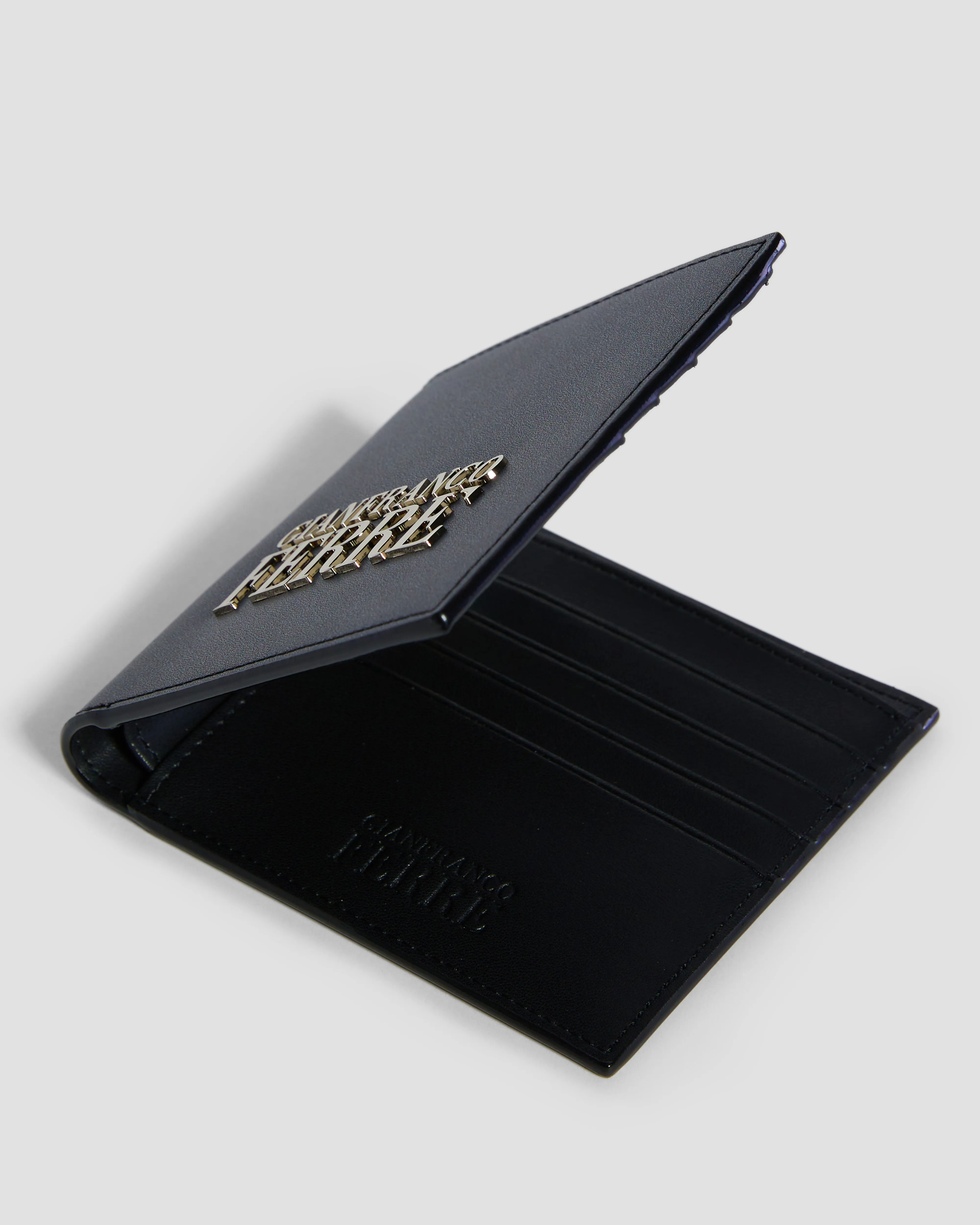 Brand Embellished Bifold Wallet - Eight Slots