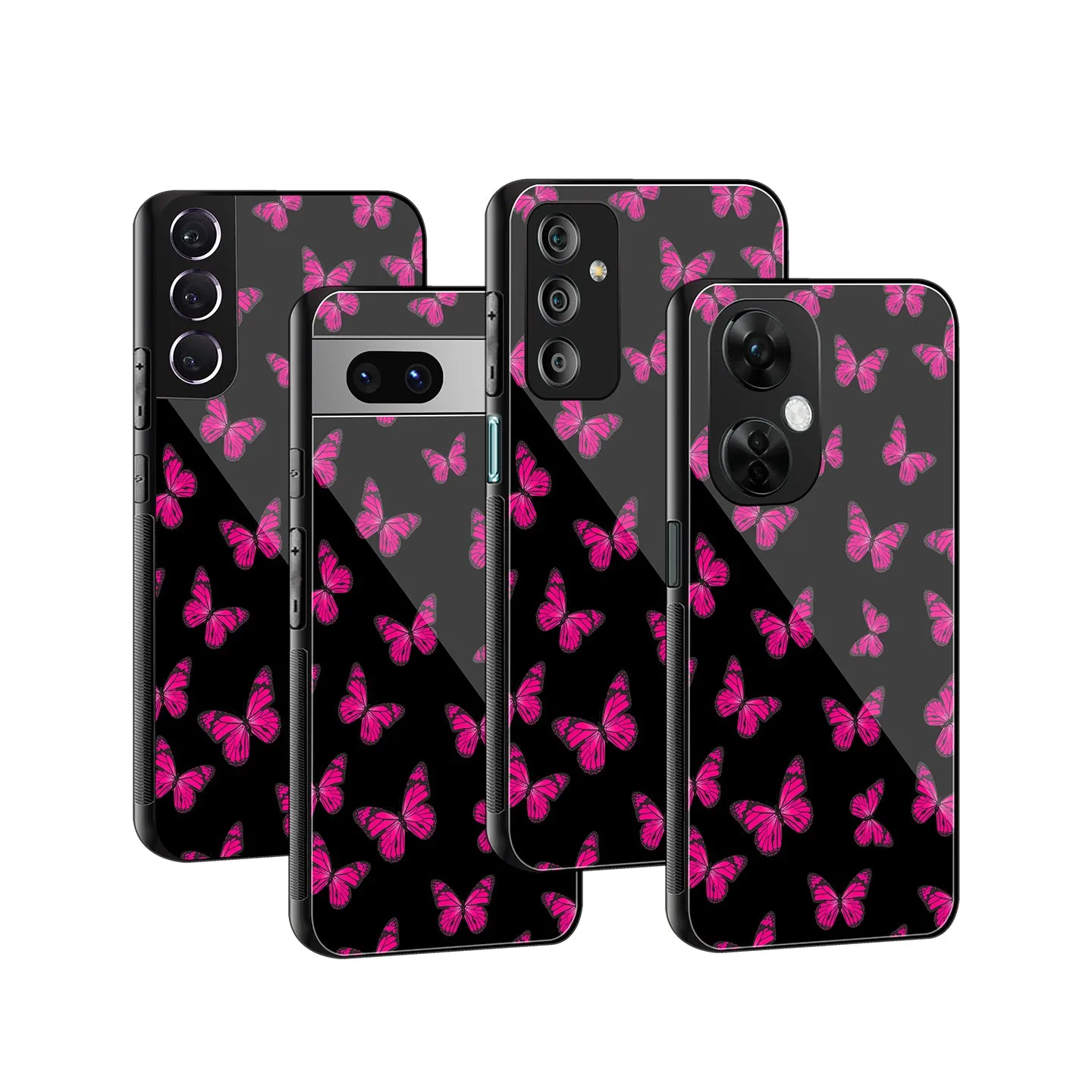 Butterfly Burst Black Phone Cover | Glass Case