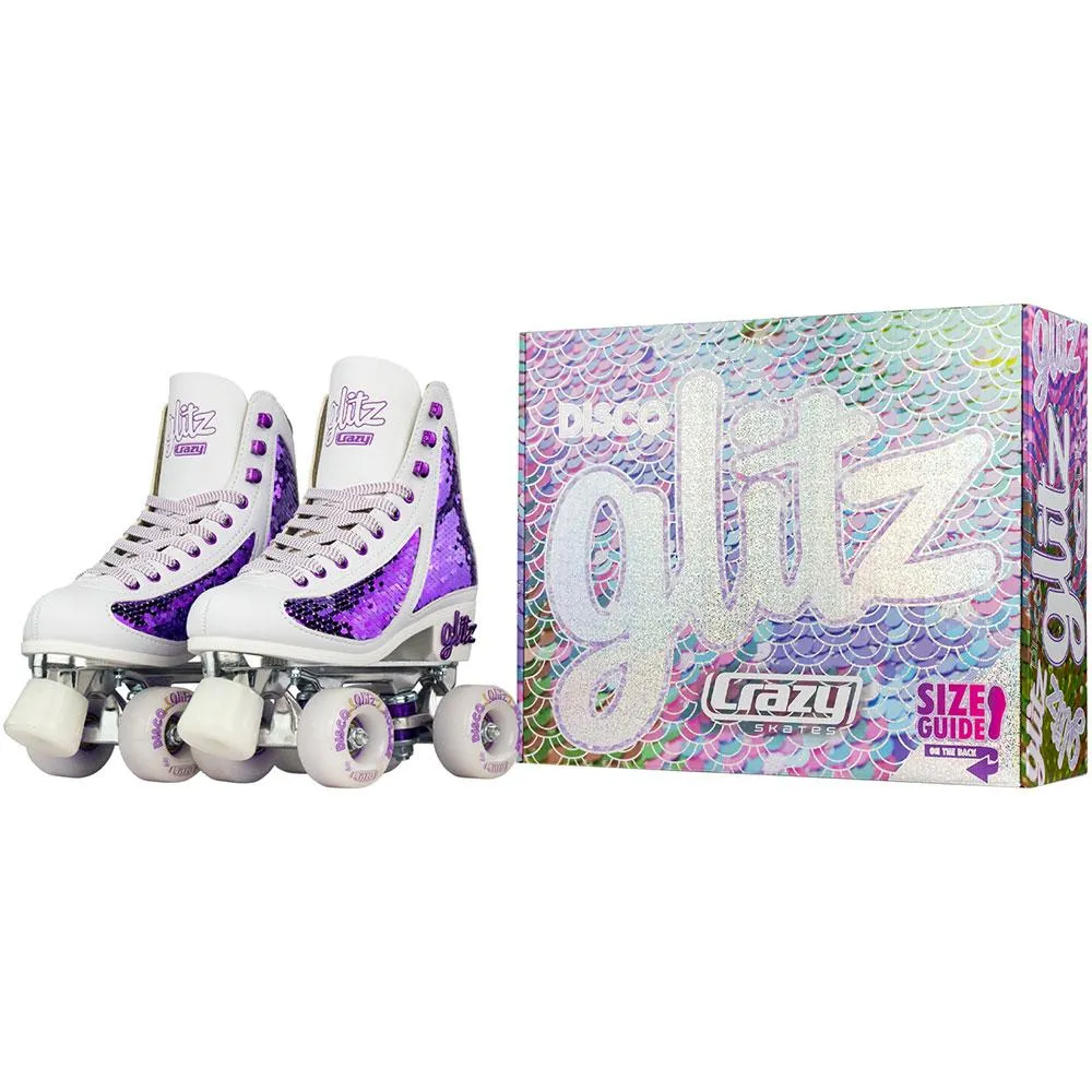 Crazy Skates Glam Quad Skates - White & Amethyst Purple