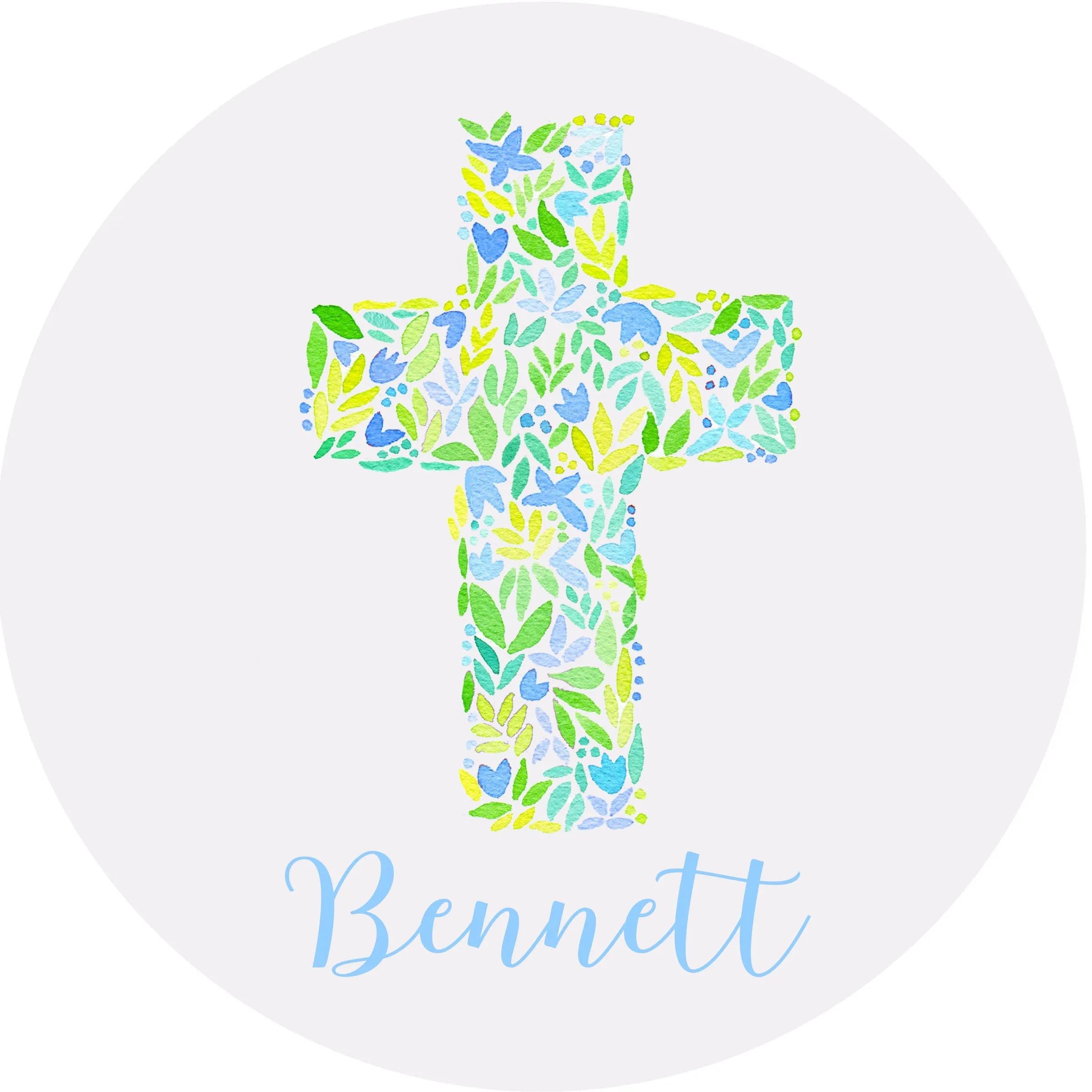 Cross Personalized Circular Easter Placecards