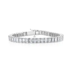 DIAMOND EMERALD CUT TENNIS BRACELET, 28cts