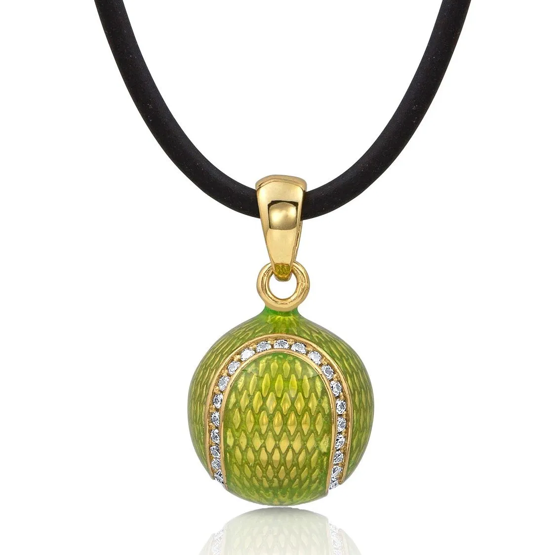 Enamel Tennis Ball with Cubic Zirconia Pendant