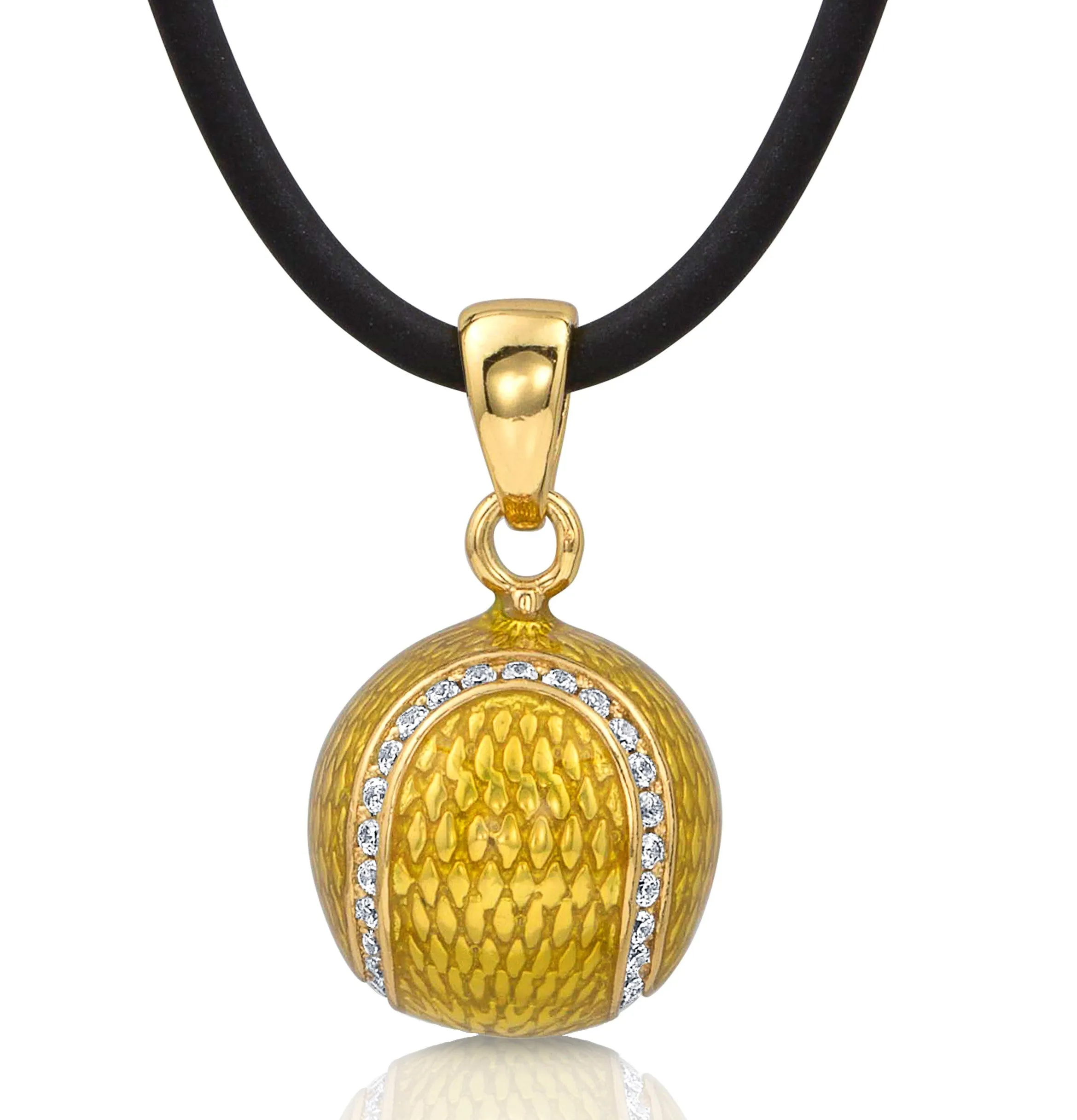 Enamel Tennis Ball with Cubic Zirconia Pendant