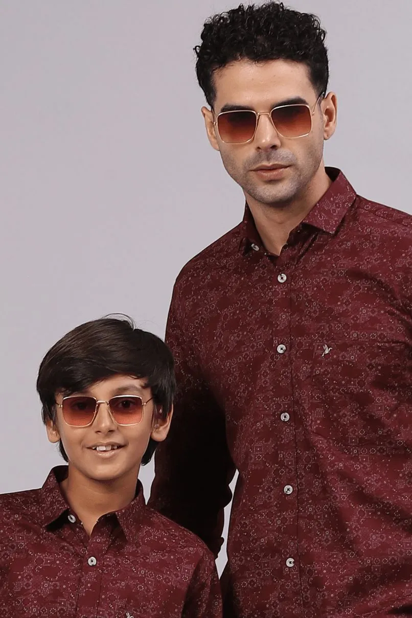 FATHER & SON - Maroon Artistic Print