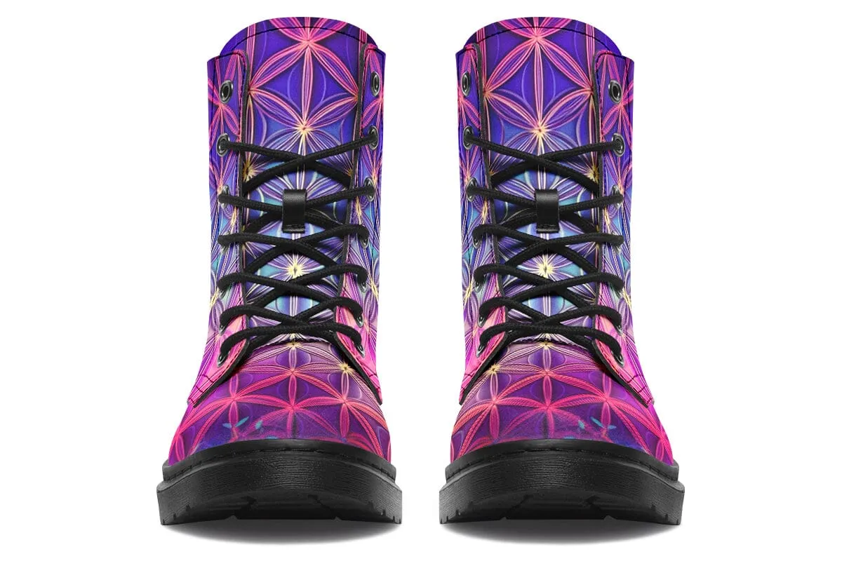 Flower Life Purp Combat Boots