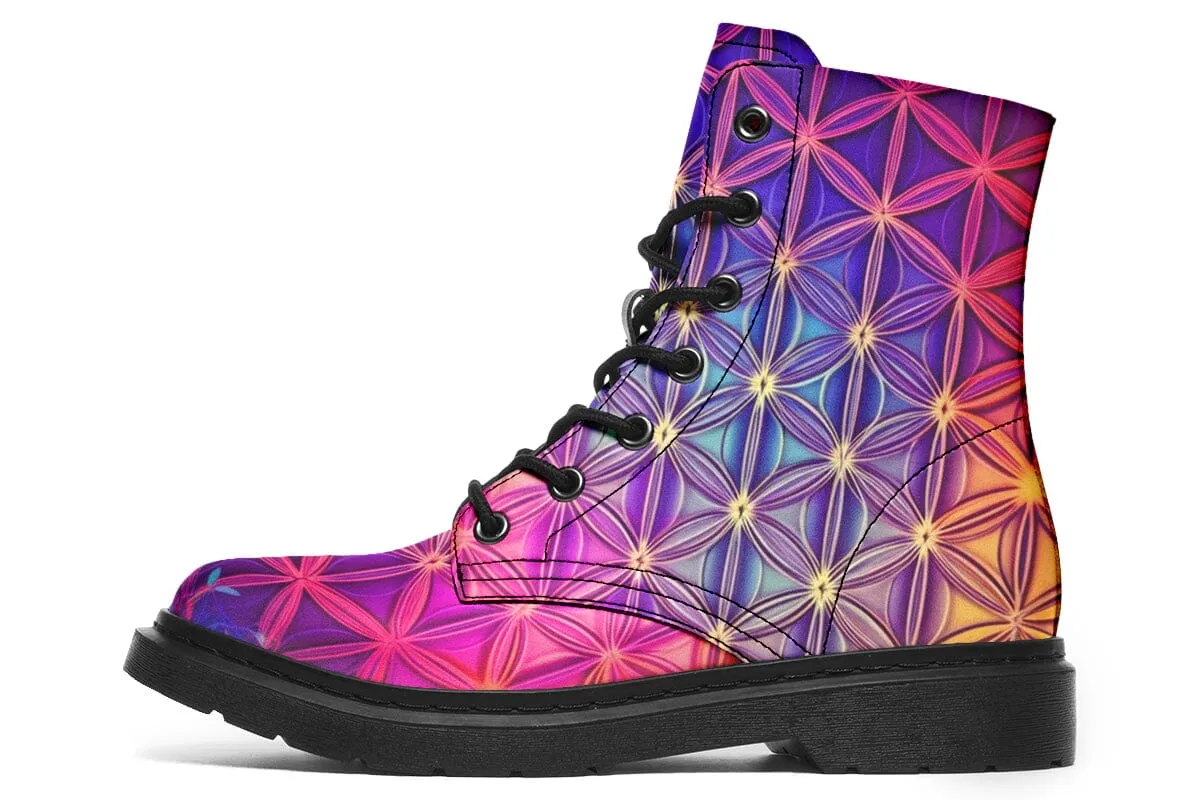 Flower Life Purp Combat Boots