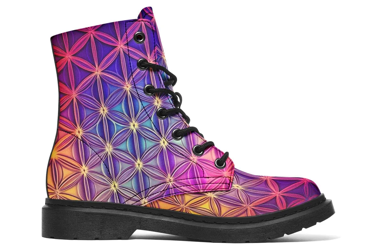 Flower Life Purp Combat Boots