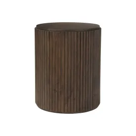 Fluted Espresso Brown Side Table w/ Storage