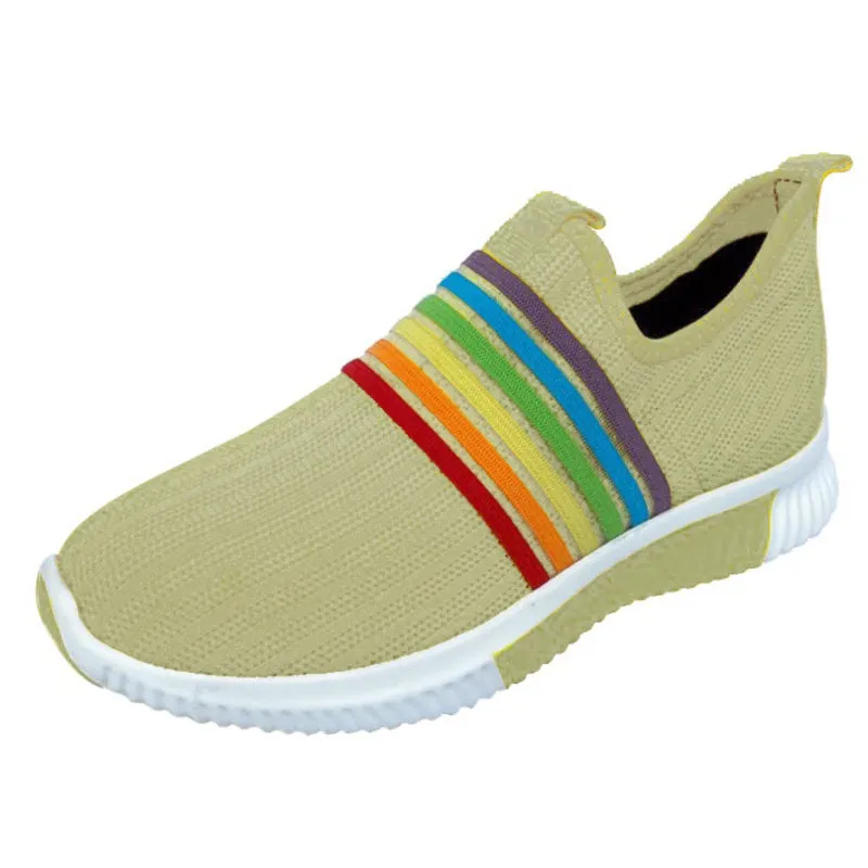 Groovywish Comfortable Walking Orthopedic Shoes For Women Knitted Colorful Slip-ons