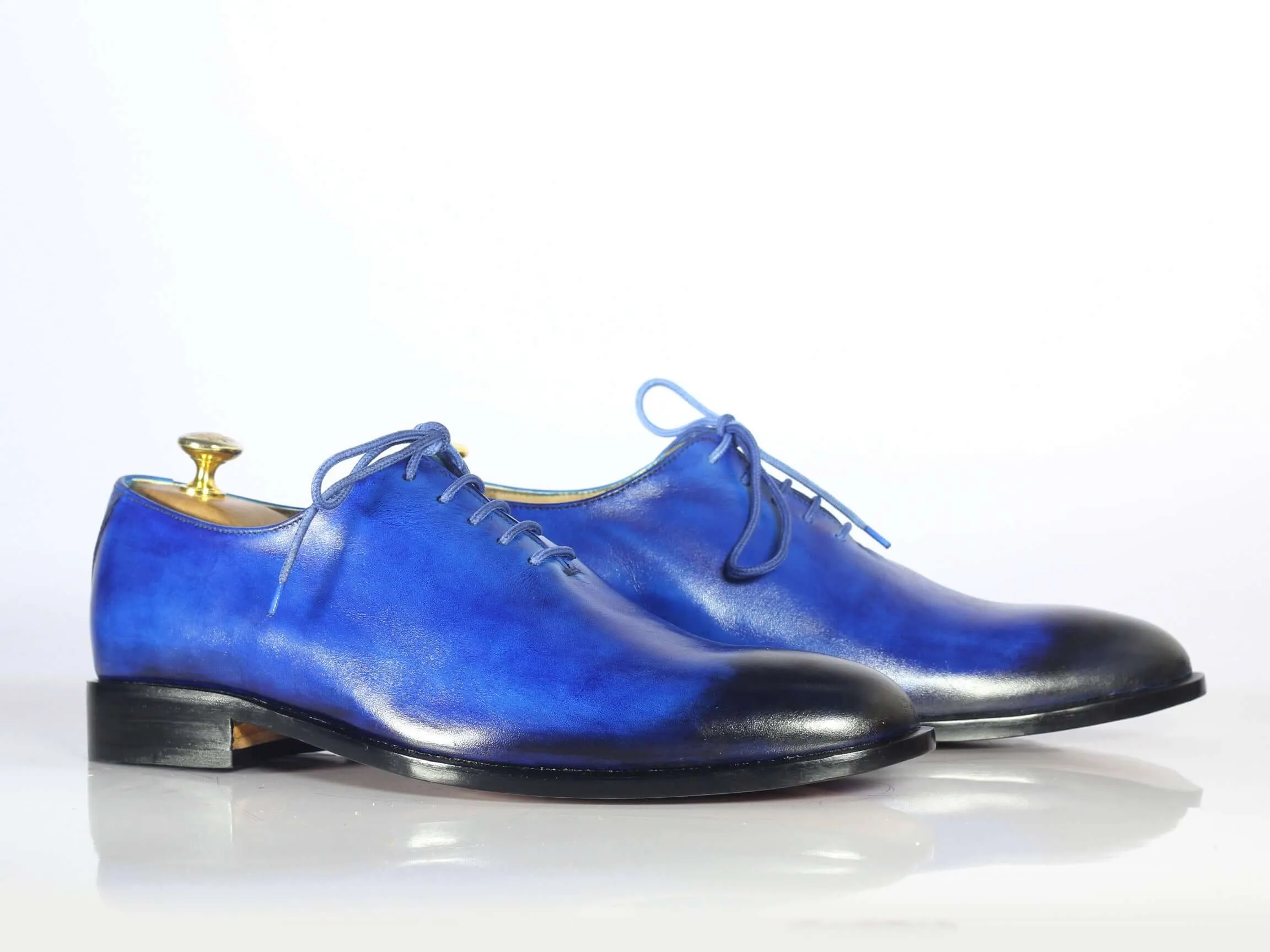 Handmade Men's Blue Shoes, Men Leather Lace Up Dress Shoes