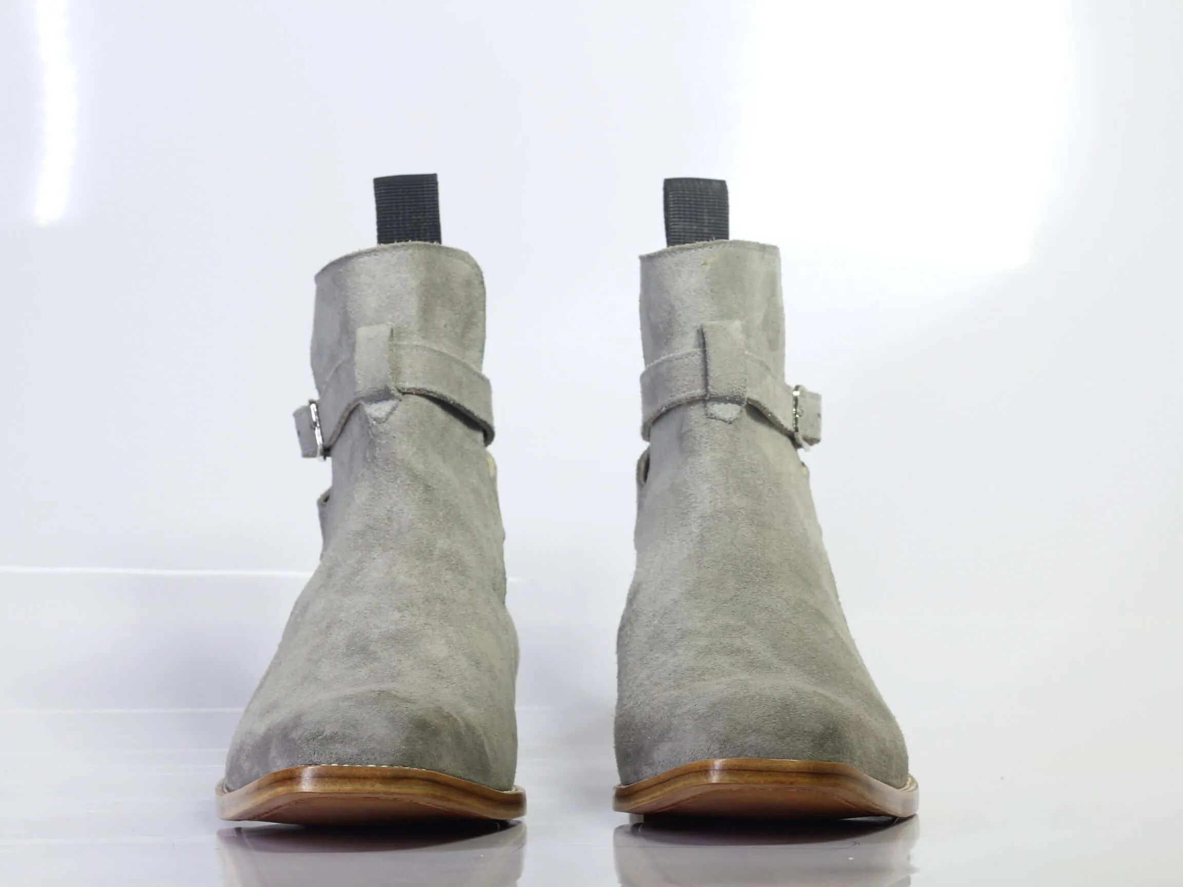 Handmade Men's Gray Suede Jodhpur Boots, Men Ankle Boots, Men Designer Boots