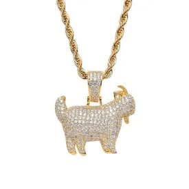 Iced Goat Pendant - Gold