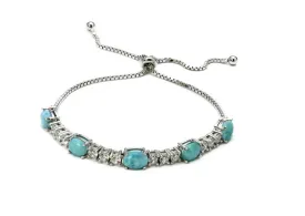 Larimar 8X6mm Slider Tennis Bracelet (Adjustable)