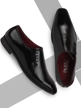 Men Black Side Lace Up Formal Slip On Shoes