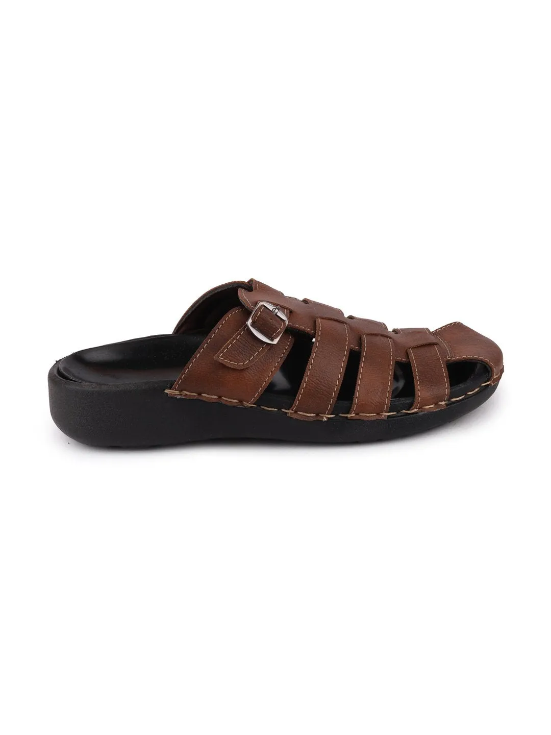 Men Brown Casual Slip-On Fishermen Sandals