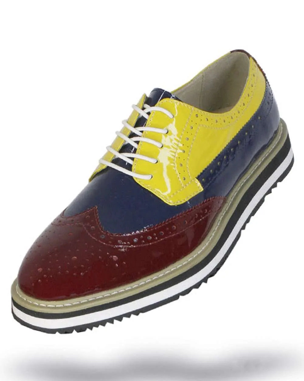 Men's Leather Shoes - Spirit Burgundy/Navy/Yellow- Fashion-2020