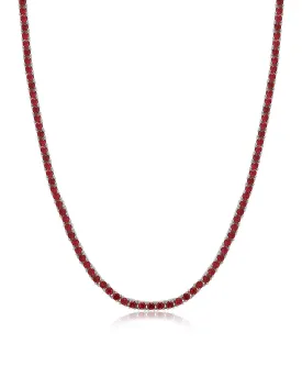 Mini Ballier Necklace- Ruby Red- Silver