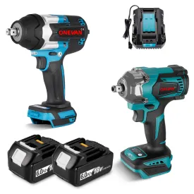 ONEVAN 1/2" 1200N·m & 1/2" 1800N·m Impact Wrench Brushless Cordless 2-Pc. Combo Kit 6.0Ah