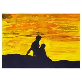 ORIGINAL WATERCOLOUR OF SILHOUETTED COUPLE, CHENNAI, INDIA - ANDREW LOGAN 2010