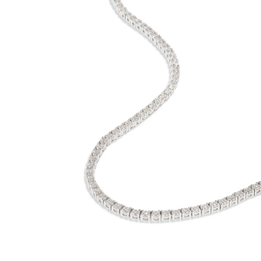 Pave 925 Sterling Silver Tennis Necklace