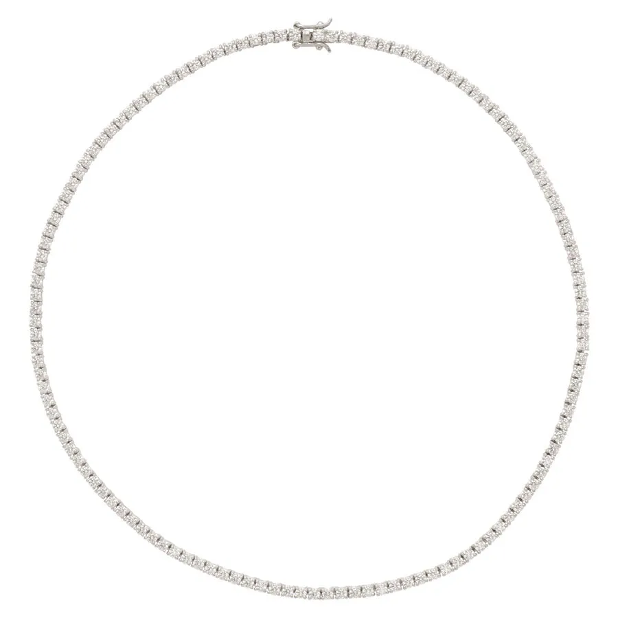 Pave 925 Sterling Silver Tennis Necklace