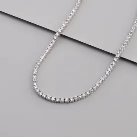 Pave 925 Sterling Silver Tennis Necklace