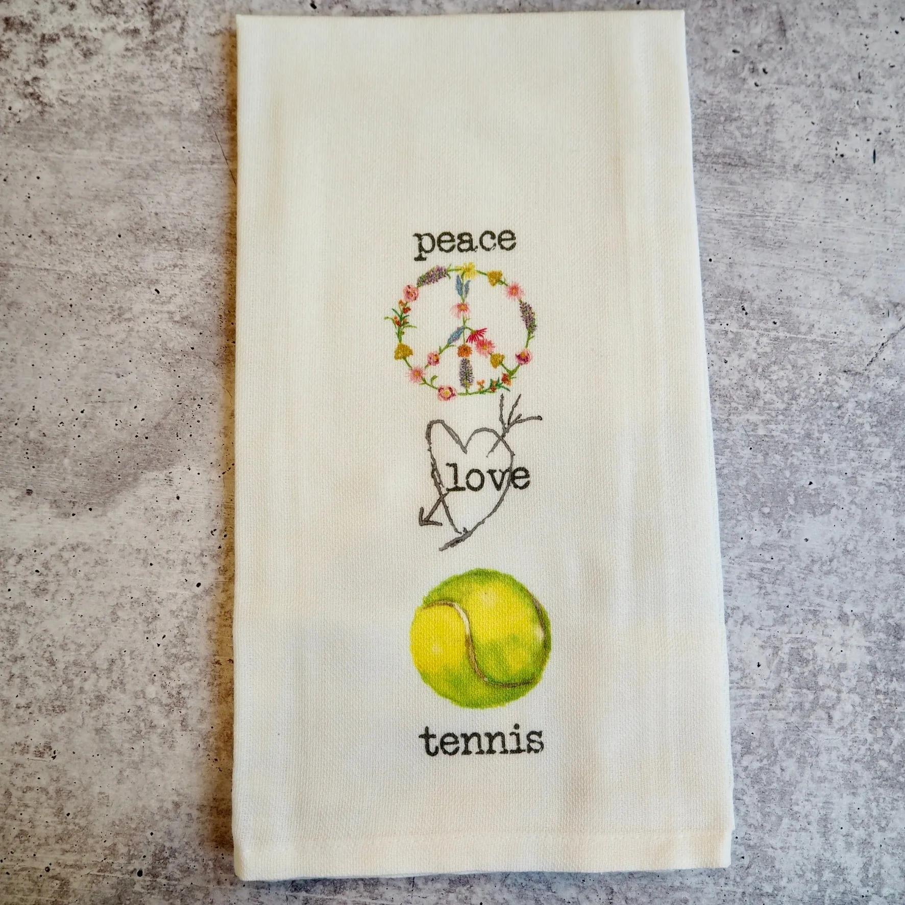 Peace Love Tennis Kitchen Towel