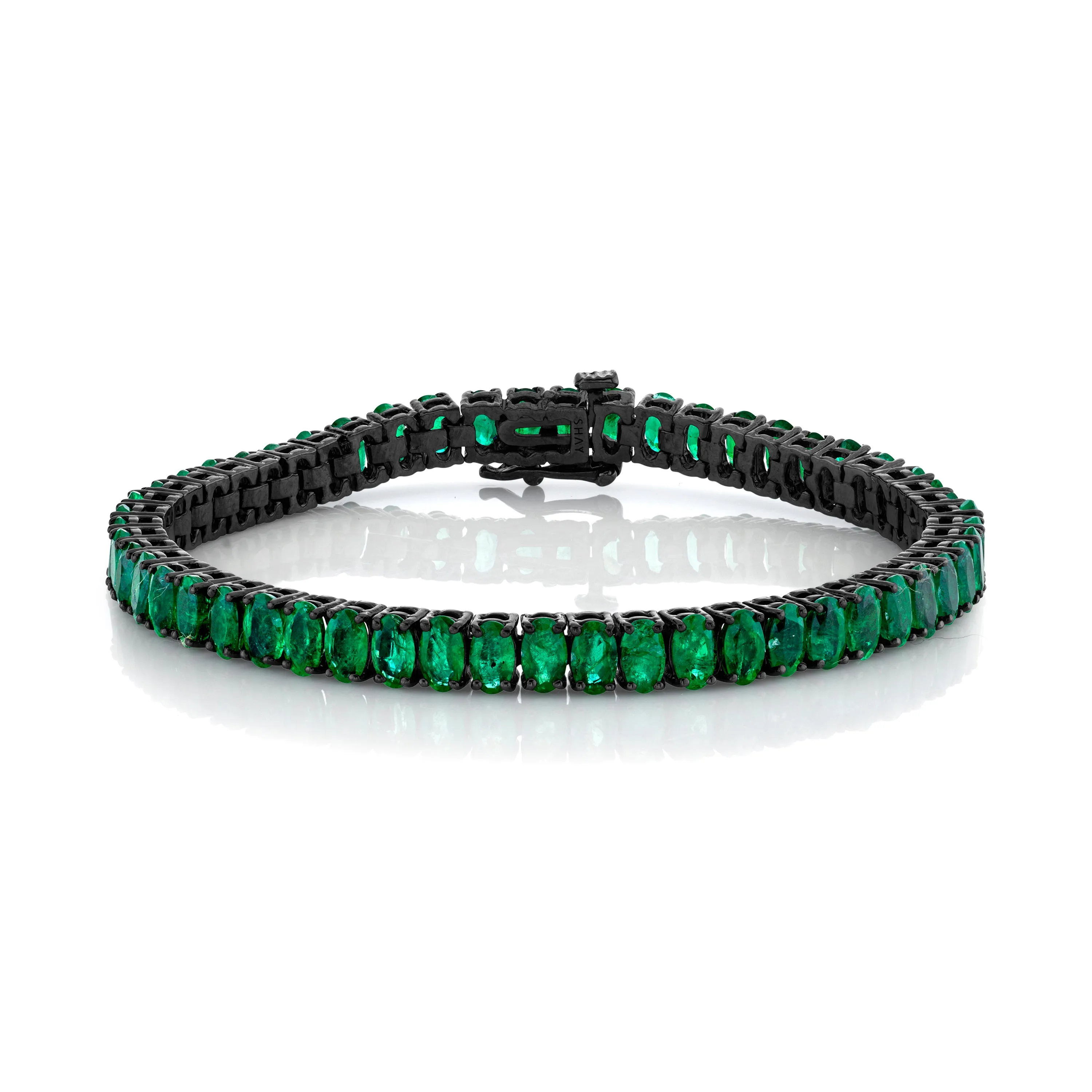 READY TO SHIP COLOMBIAN EMERALD OVAL TENNIS BRACELET, 14cts