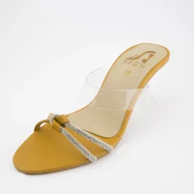 Rhinestone With Clear  Strap Sandals Yellow