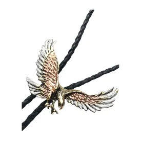 Silver & Gold Flying Eagle Western Bolo Tie